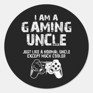 I Am A Gaming Uncle Funny Video Gamer Cute Video G Classic Round Sticker