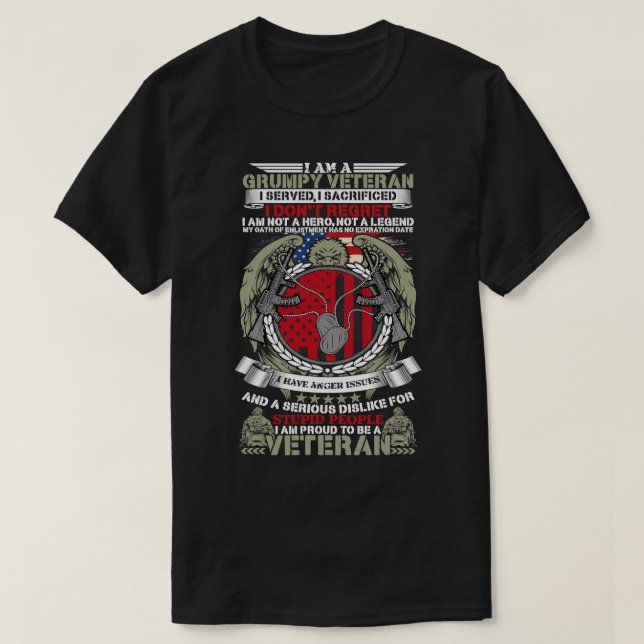 I Am A Grumpy Veteran 64 T-Shirt (Design Front)