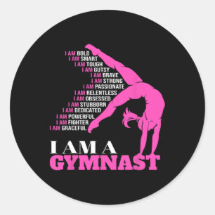 I Am A Gymnast Funny Handstand Gymnastics Gift Wom Classic Round Sticker