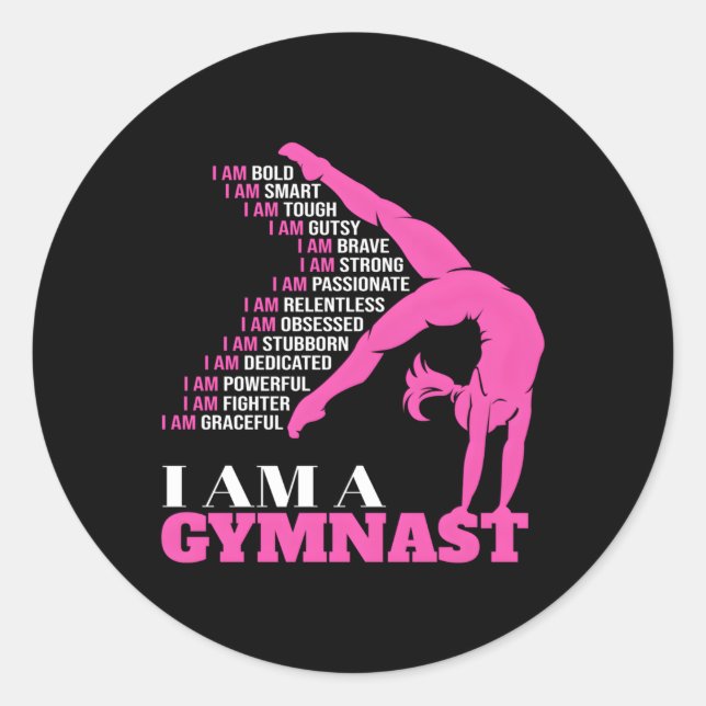 I Am A Gymnast Handstand Gymnastics Classic Round Sticker (Front)