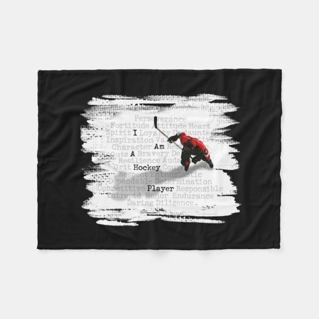 I am a Hockey Player Fleece Blanket (Front (Horizontal))