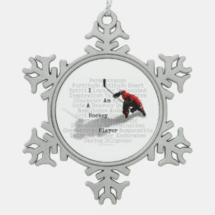 I am a Hockey Player Snowflake Pewter Christmas Ornament
