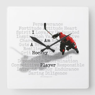 I am a Hockey Player Square Wall Clock