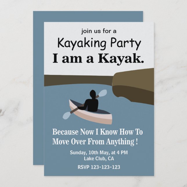 I am A Kayak Kayaking Party Invitation (Front/Back)