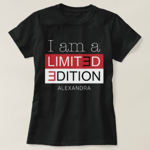 I Am a Limited Edition Red Black Customised Name T-Shirt