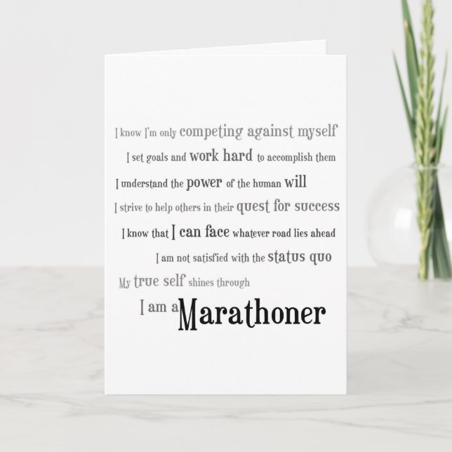 I Am a Marathoner Best Of Luck Card (Front)