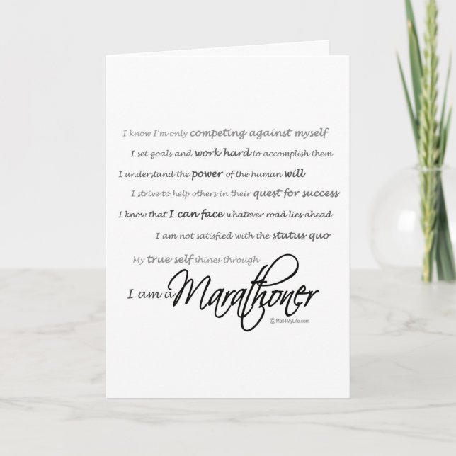 I Am a Marathoner - Good Luck Card (Front)