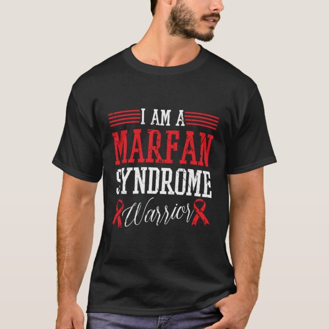 I Am A Marfan Syndrome Warrior Red Ribbon Awarenes T-Shirt (Front)