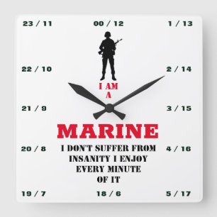I AM A-MARINE SQUARE WALL CLOCK