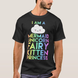 I Am a Mermaid Unicorn Fairy Kitten  Kid  T-Shirt