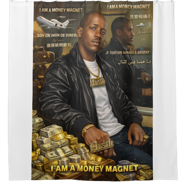 I AM A MONEY MAGNET SHOWER CURTAINS (Front)