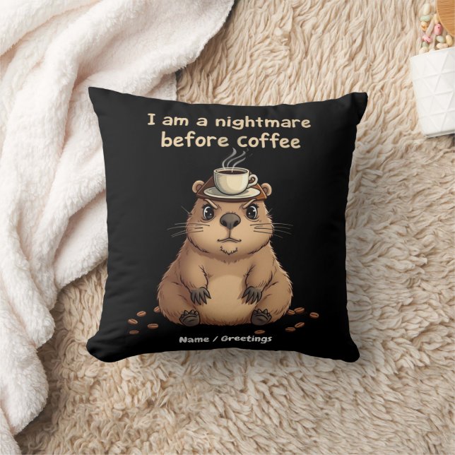 I Am a Nightmare Before Coffee, Lovers Motto Cushion (Blanket)