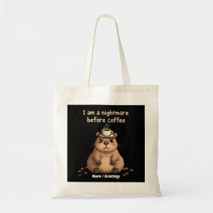 I Am a Nightmare Before Coffee, Lovers Motto Tote Bag