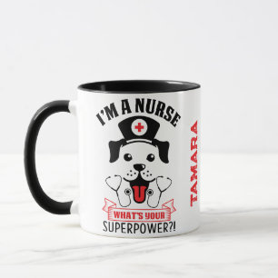 I am a Nurse, what is your Super Power? black/red Mug