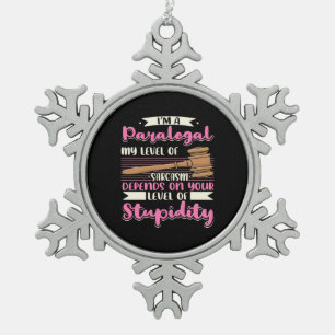 I Am A Paralegal Snowflake Pewter Christmas Ornament