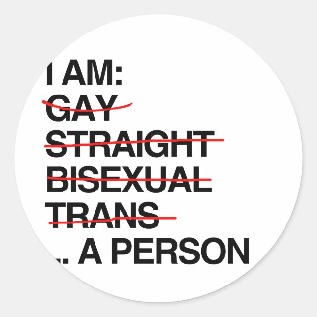 I AM A PERSON CLASSIC ROUND STICKER (Front)