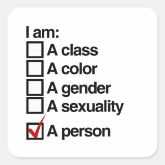 I am a person - non-discrimination square sticker