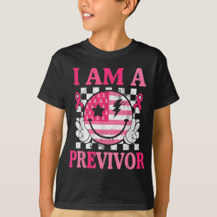I Am A Previvor Pink Ribbon Breast Cancer Awarenes T-Shirt