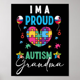 I Am A Proud Autism Grandma Women Girls Autism Awa Poster