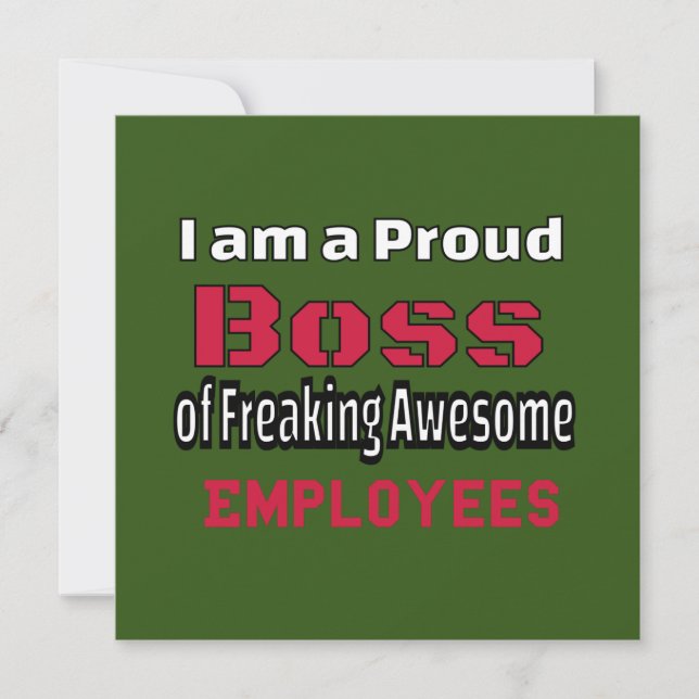 I am a Proud Boss of Freaking Awesome Employees Thank You Card (Front)