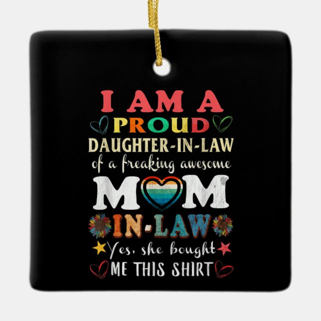 I Am A Proud Daughter In Law Of Freaking Awesome Ceramic Ornament (Front)