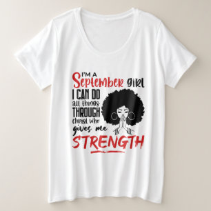 I Am A September Girl Praying Black Queen Woman Plus Size T-Shirt