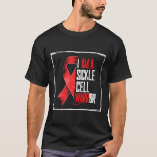 I Am A Sickle Cell Warrior Awareness Burgundy Ribb T-Shirt