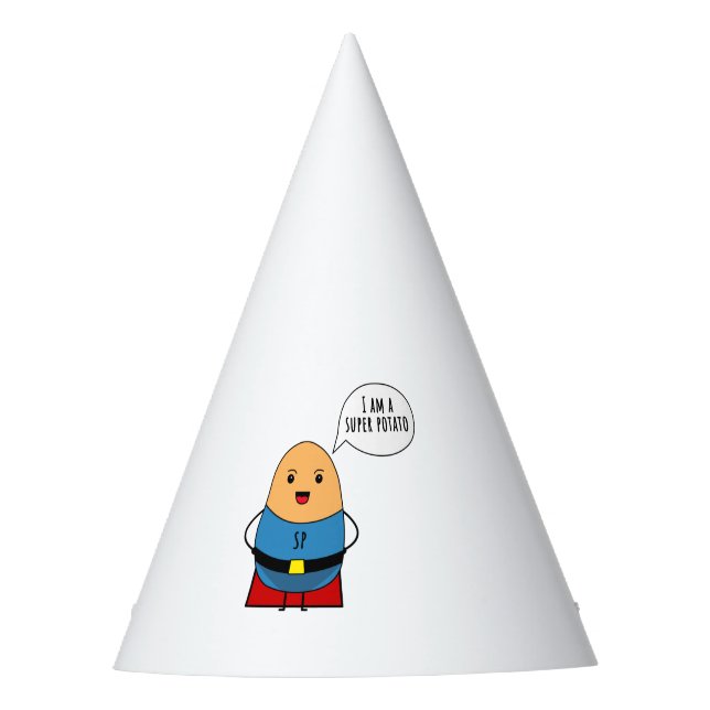 I am a super potato party hat (Front)
