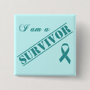 I am a Survivor - Cervical Cancer Teal Ribbon 15 Cm Square Badge