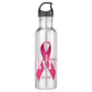 I am a Survivor Pink Ribbon with Monogram Aluminum 710 Ml Water Bottle