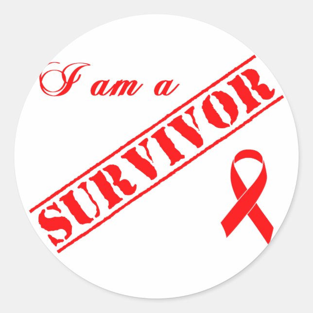 I am a Survivor - Red Ribbon Classic Round Sticker (Front)