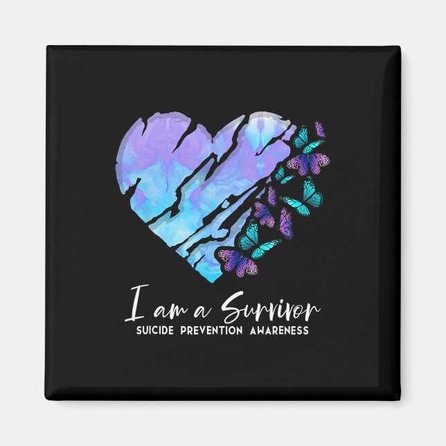 I Am A Survivor Suicide Prevention Awareness Heart Magnet (Front)