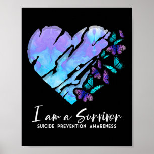 I Am A Survivor Suicide Prevention Awareness Heart Poster