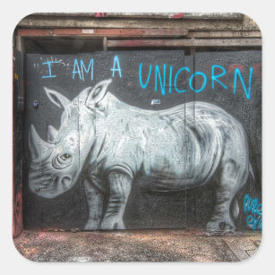 I Am A Unicorn, Shoreditch Graffiti (London) Square Sticker