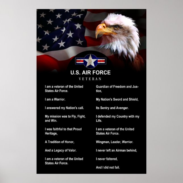 I Am a United States Air Force VETERAN Poster (Front)