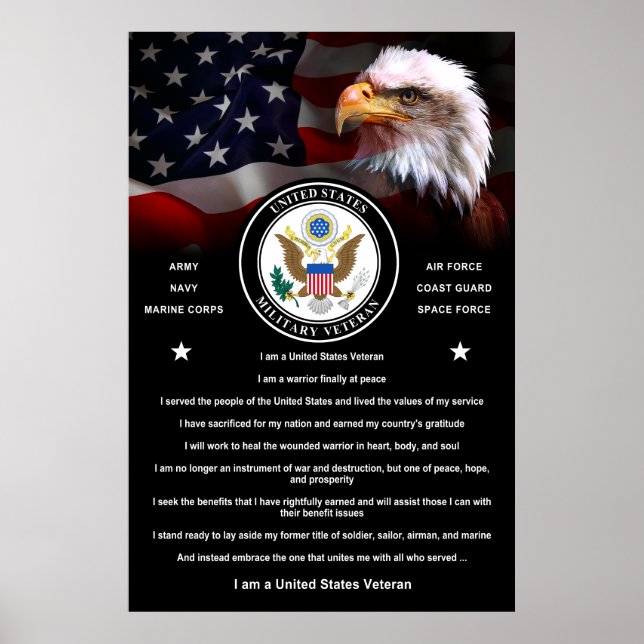 I Am a United States Veteran Poster (Front)