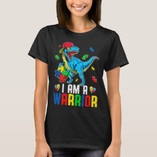 I Am A Warrior Autism Dinosaur Autism Awareness Bo T-Shirt