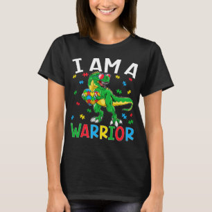 I Am A Warrior Autism Dinosaur Rex Autism Boy Kids T-Shirt