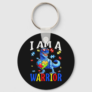 I Am A Warrior Autism Family Dinosaur Autism Aware Key Ring