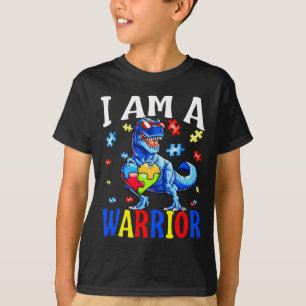 I Am A Warrior Autism Family Dinosaur Autism Aware T-Shirt
