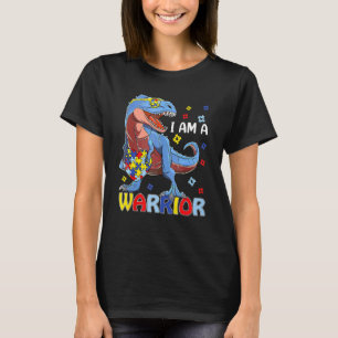 I Am A Warrior Autism Family Trex Dinosaur Autism T-Shirt