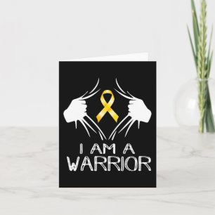 I Am A Warrior Childhood Cancer Awareness Gold Rib Card