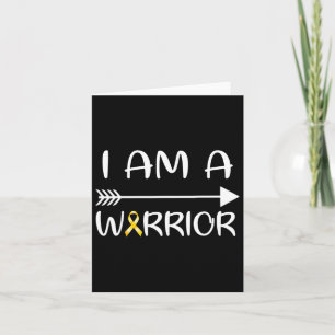 I Am A Warrior Childhood Cancer Awareness Gold Rib Card
