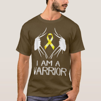I Am A Warrior Childhood Cancer Awareness Gold Rib T-Shirt