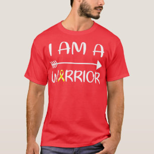 I Am A Warrior Childhood Cancer Awareness Gold Rib T-Shirt