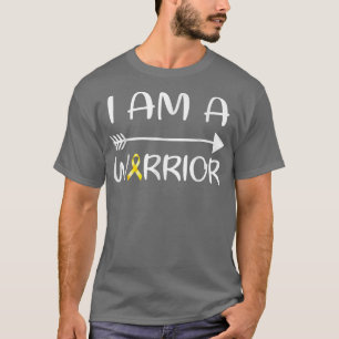 I Am A Warrior Childhood Cancer Awareness Gold Rib T-Shirt