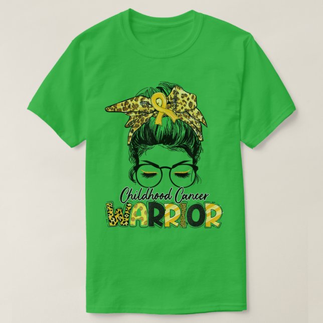 I Am A Warrior Childhood Cancer Awareness Ribbon  T-Shirt (Design Front)