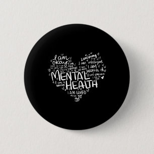 I Am A Warrior Heart Mental Health Awareness Gifts 6 Cm Round Badge