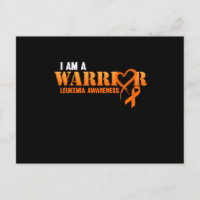 I Am A Warrior Leukaemia Awareness Orange Ribbon