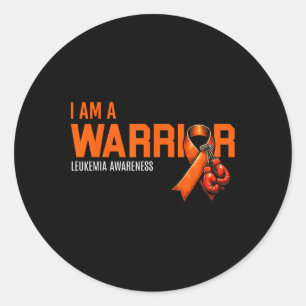 I Am A Warrior Leukaemia Cancer Awareness Boxing G Classic Round Sticker